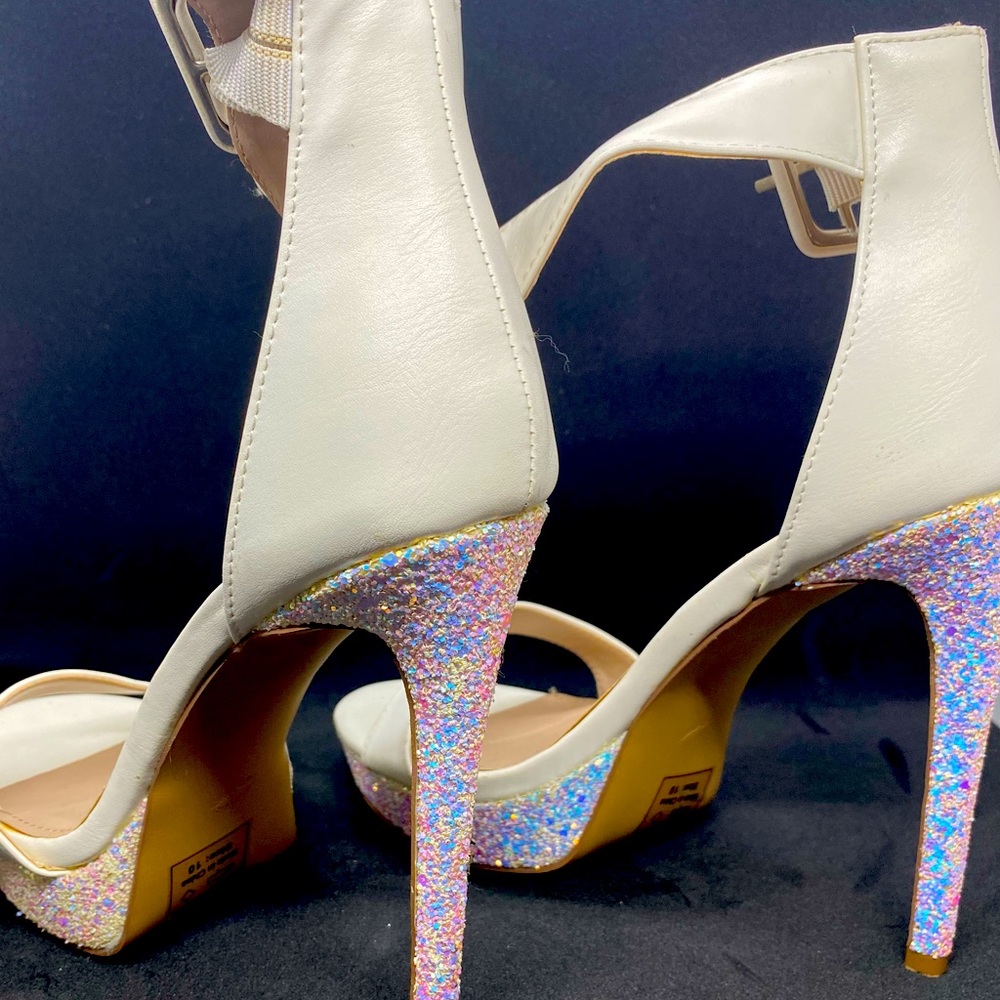 White Sequined Stilettos